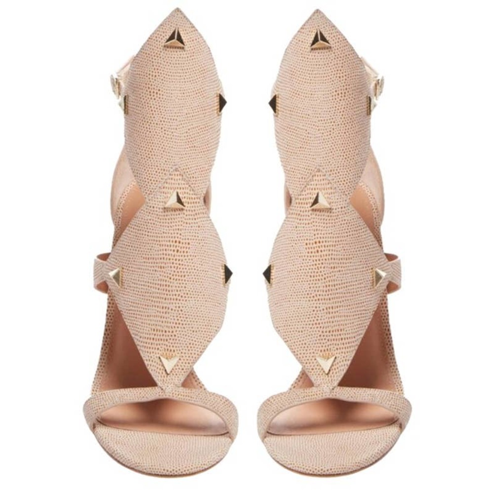 Sigerson Morrison Women's Marino Diamond Sandals Size 8 Soft Tan Pink